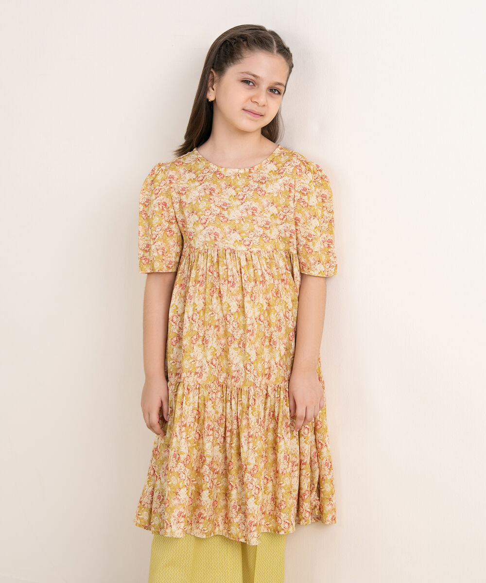 Girls Two Piece Printed Arabic Lawn Suit