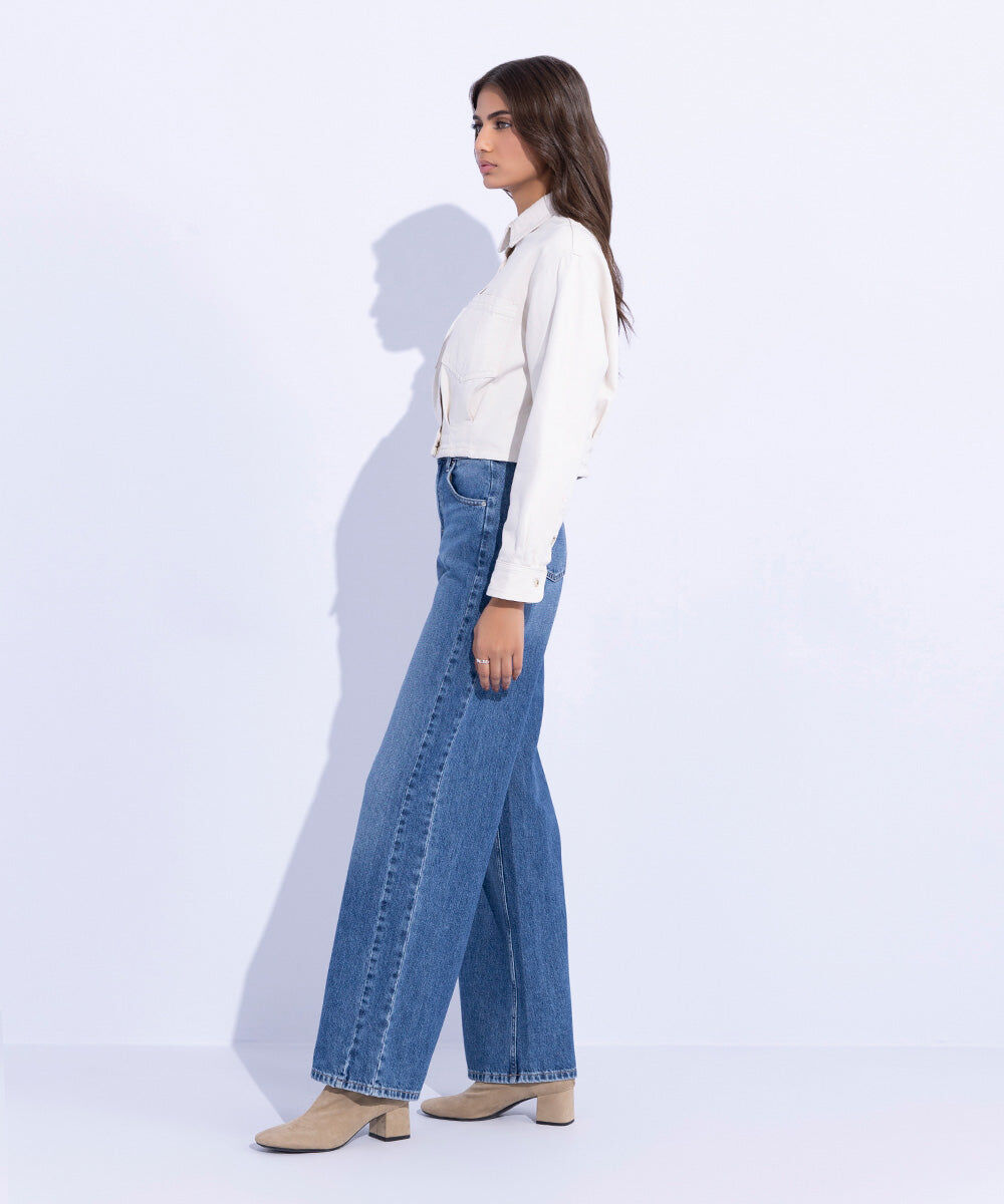 Woman - White Cropped Twill Jacket