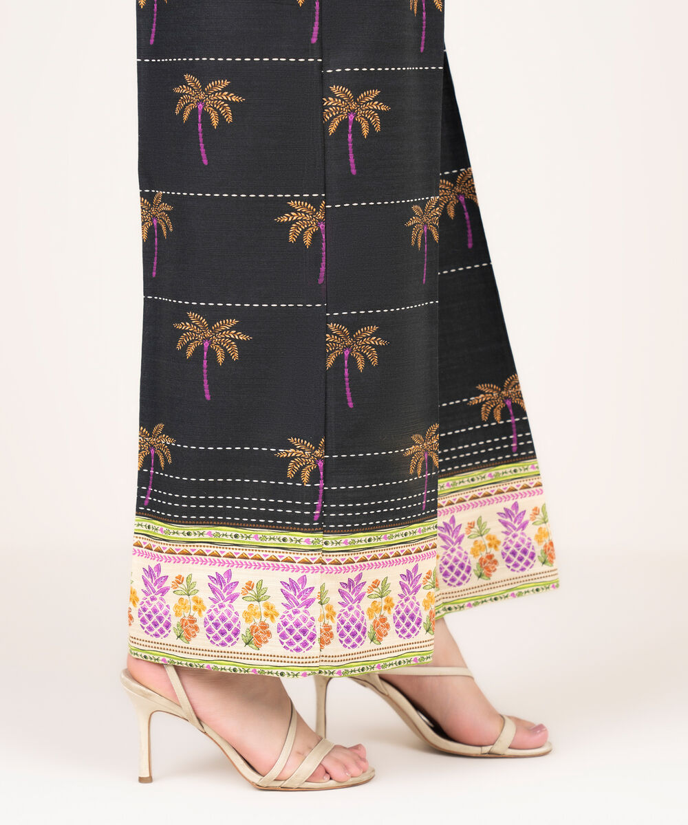 Women's RTW Khaddar Printed Black Culottes