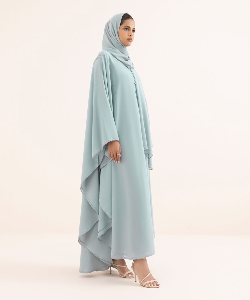 Women's Blue Nida Abaya Set