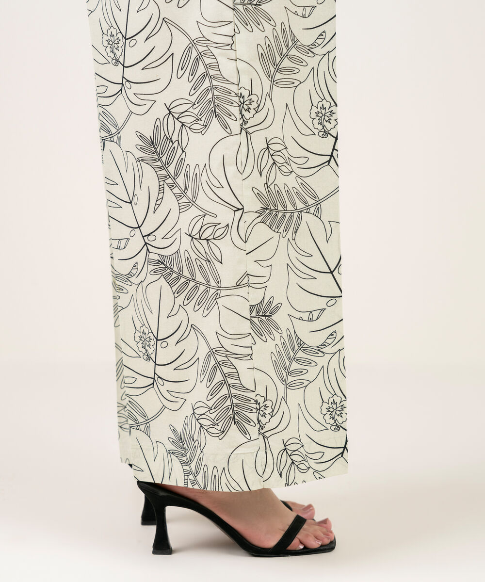 Women's RTW Cambric Printed Off White Culottes