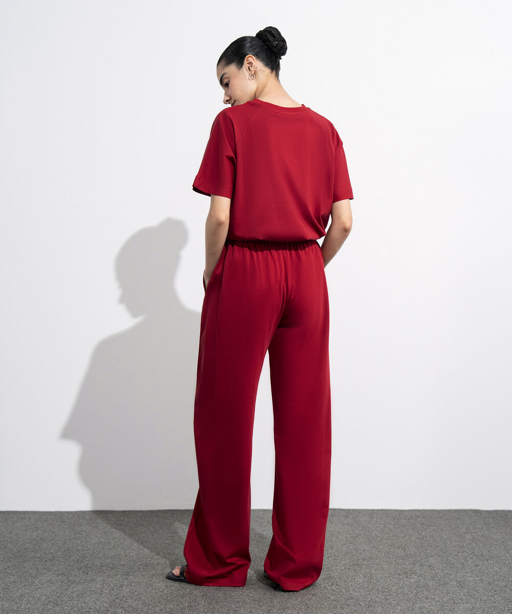 Women's Western Wear Red Pull-On Jersey Trousers