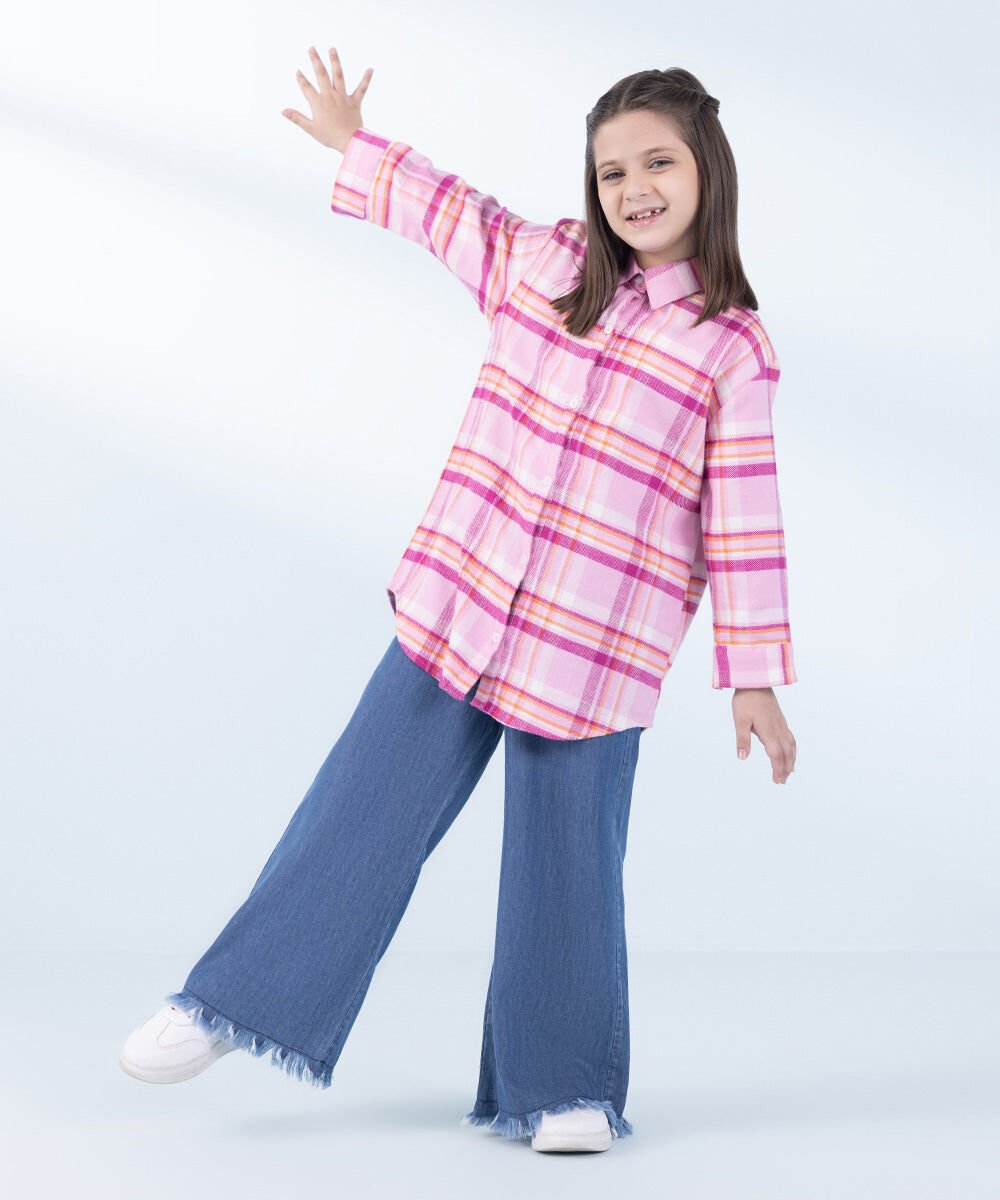 Flannel Shirt Girl's Pink Printed Flannel Shirt
