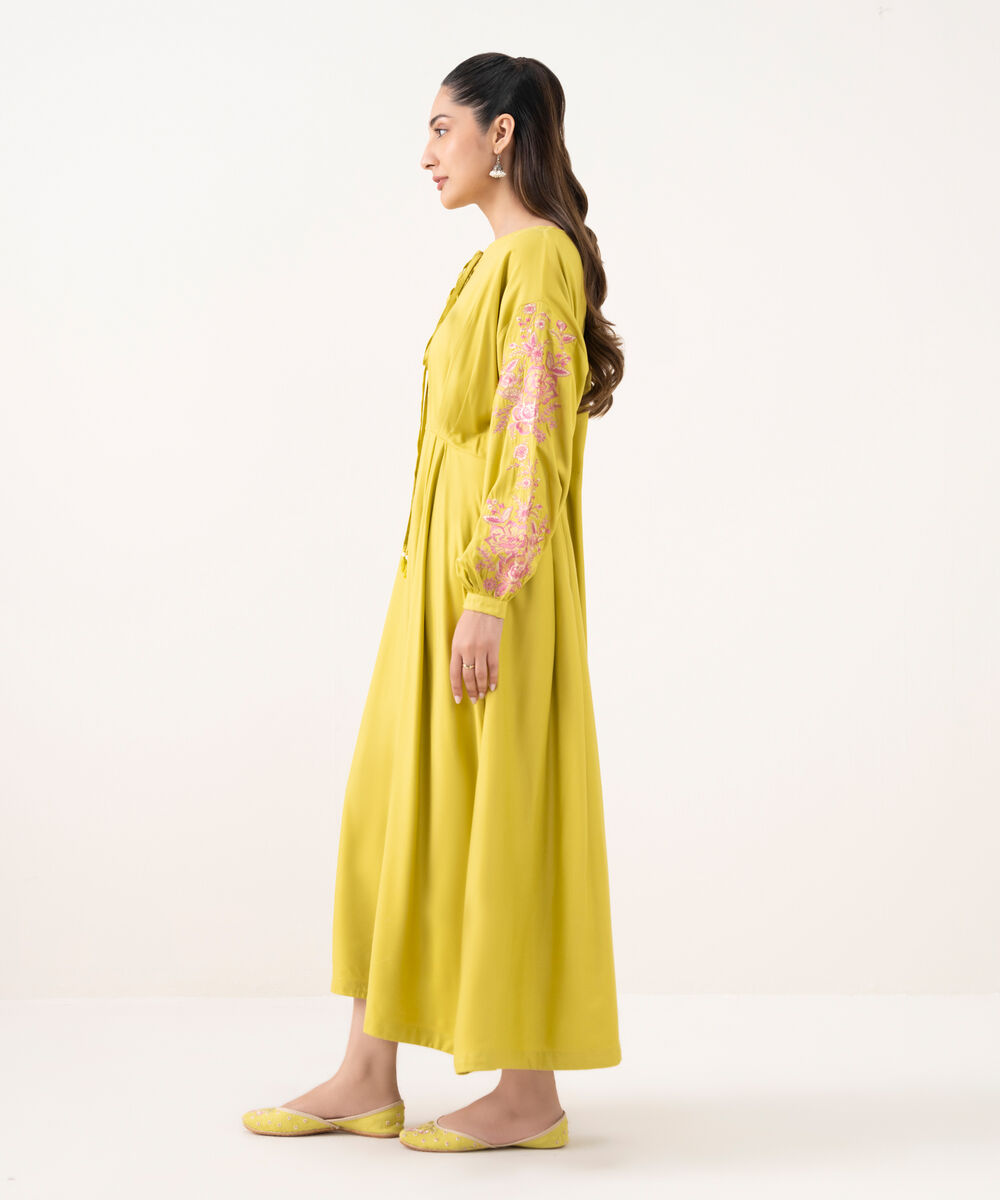 Women's RTW Viscose Marina Green Dyed Dress