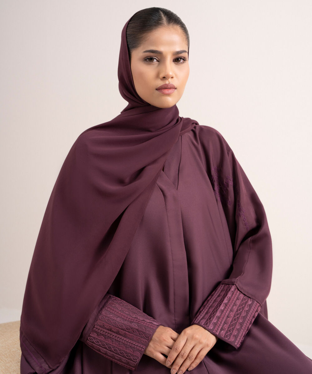 Women's Burgendy Kaftaan Abbaya Set