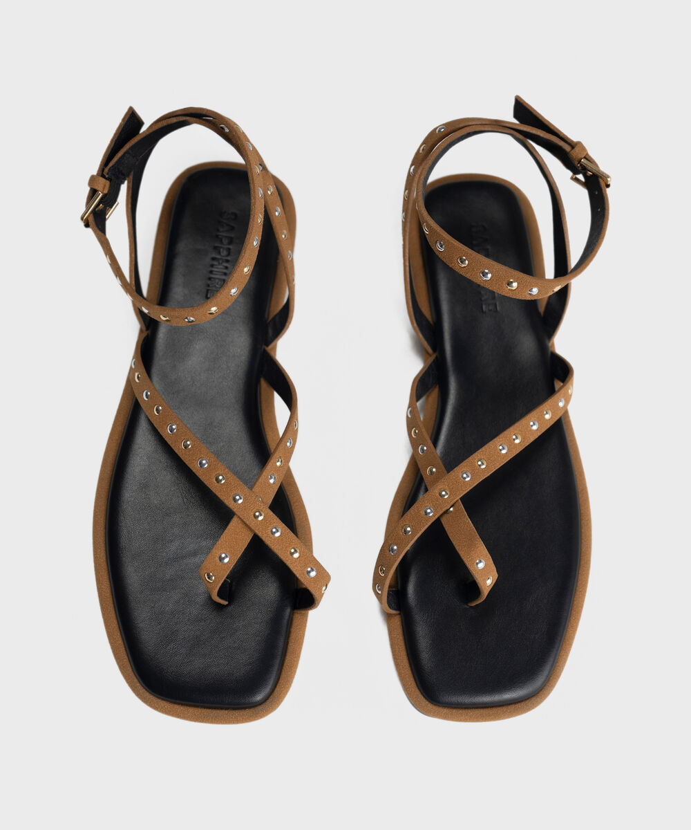 Women's Brown Studded Sandals