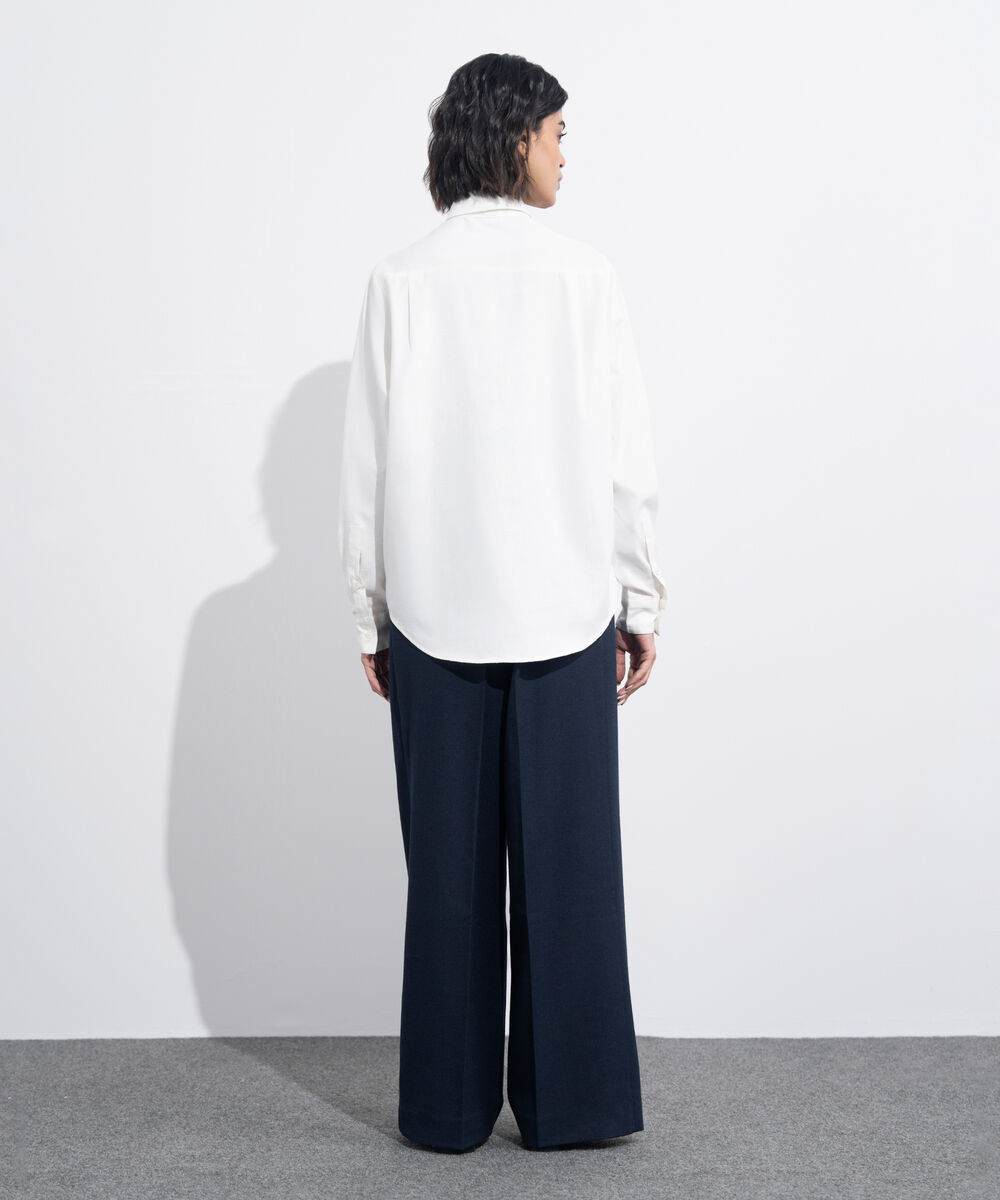 Women's Western Wear White Regular-Fit Oxford Shirt