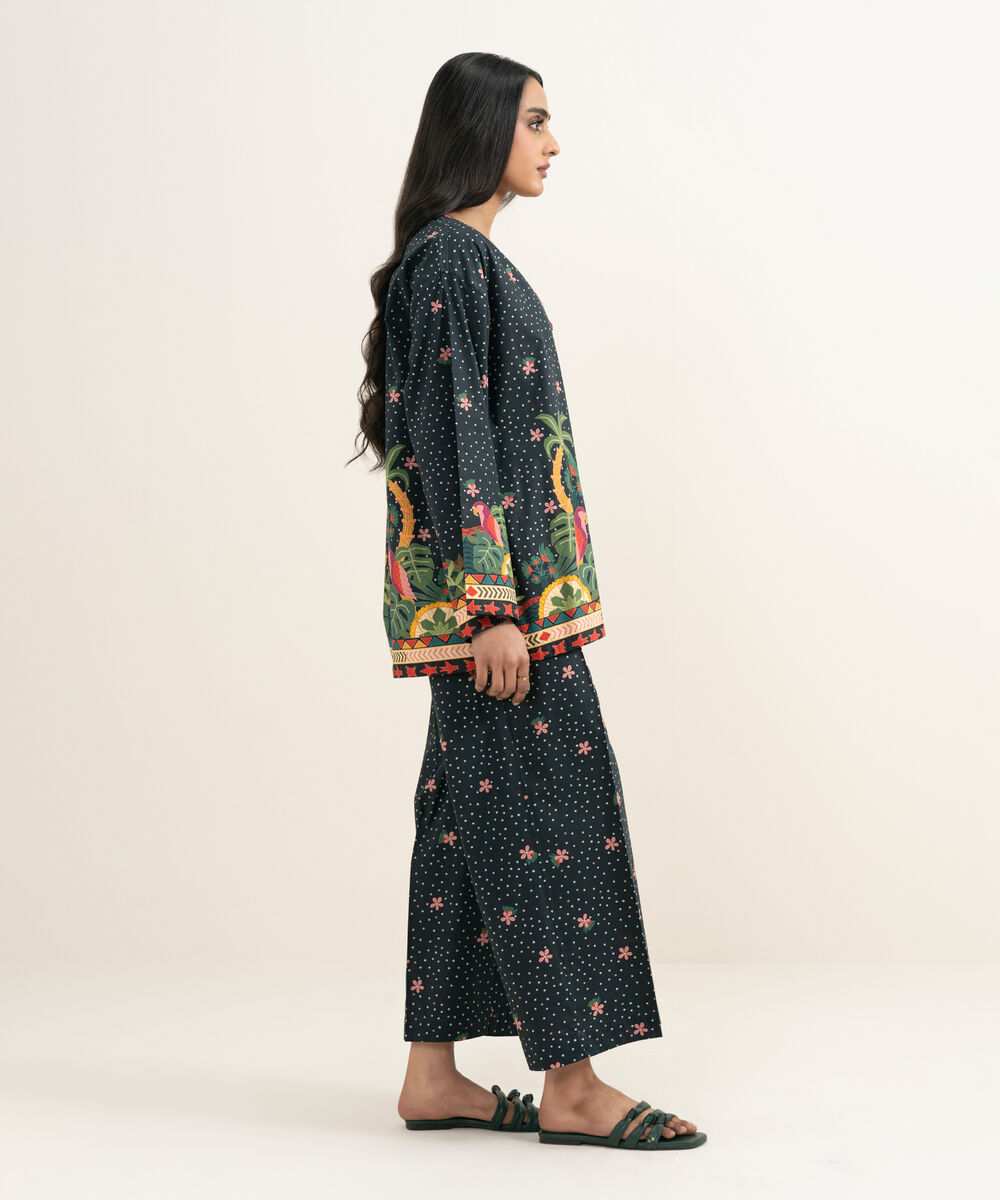 Women's RTW Cambric Embroidered Black Straight Shirt