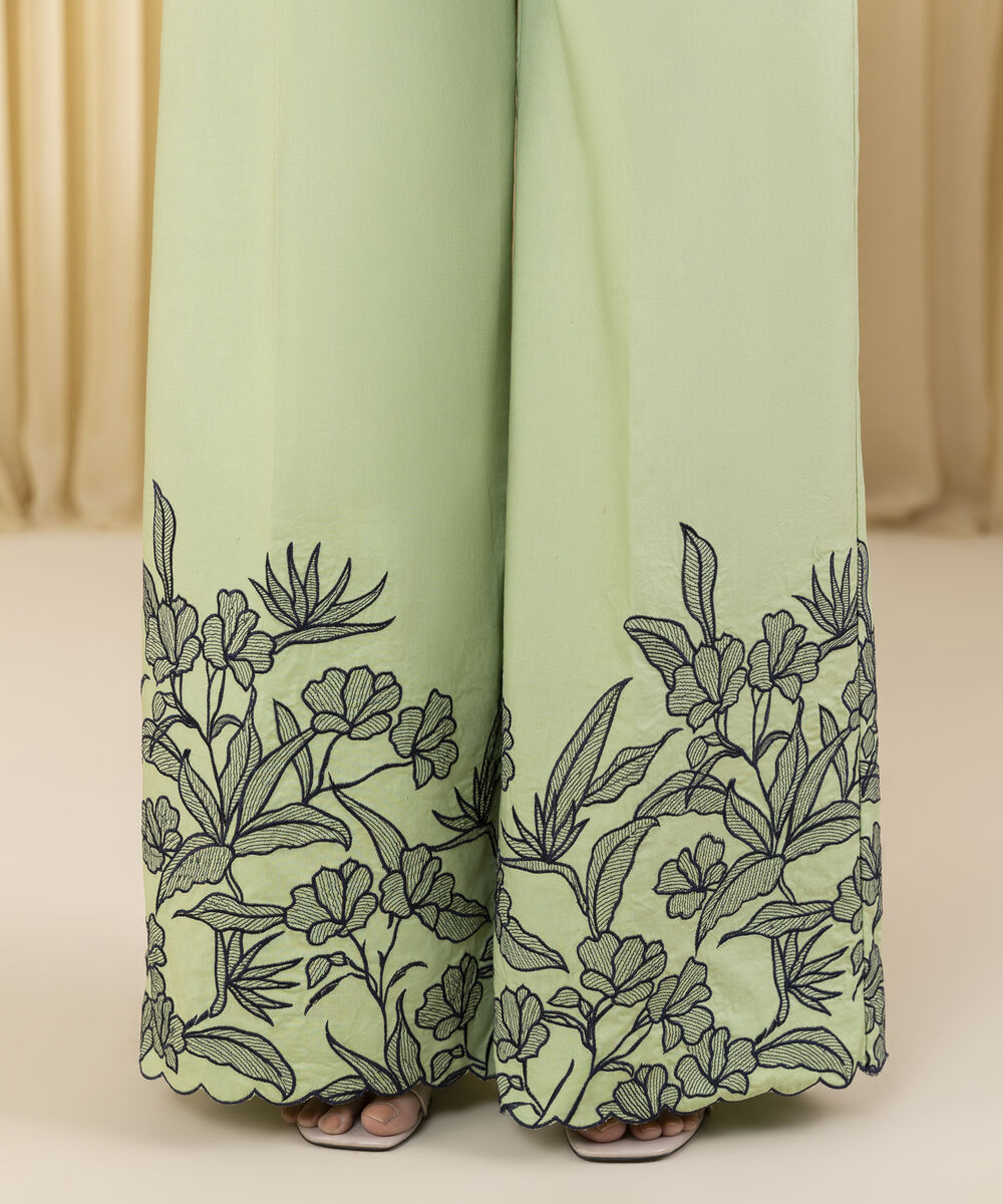 Unstitched Women's Green Extra Weft Jacquard 3 Piece Suit