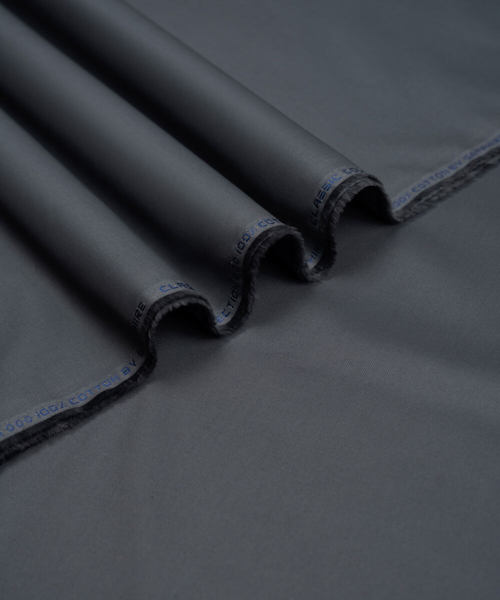 Men's Unstitched Two-Piece Dark Grey Premium Cotton Dobby Suit
