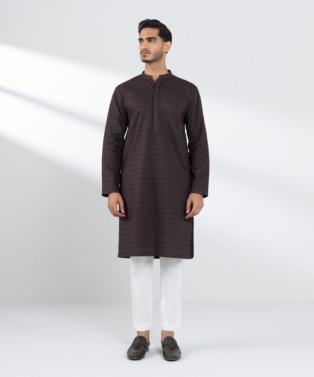 Schiffli Embroidered Cotton Kurta 0MSTEKR25V16 Men's Kurta 0MSTEKR25V16 i