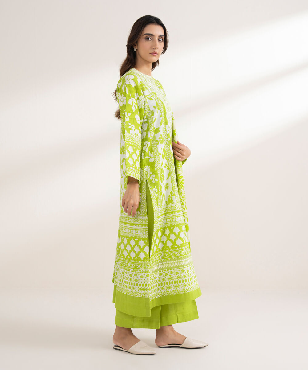 Women's RTW Khaddar Embroidered Green 3 Piece Suit