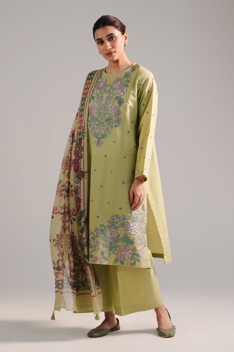 3 Piece - Embroidered Zari Lawn Suit