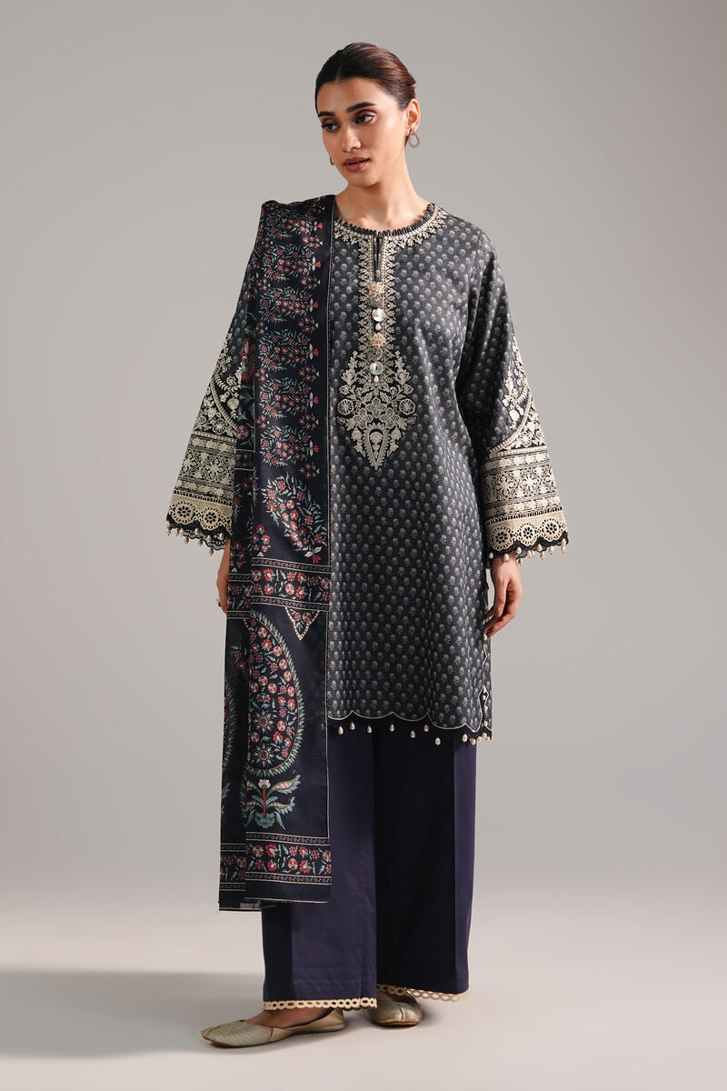 3 Piece - Embroidered Zari Lawn Suit