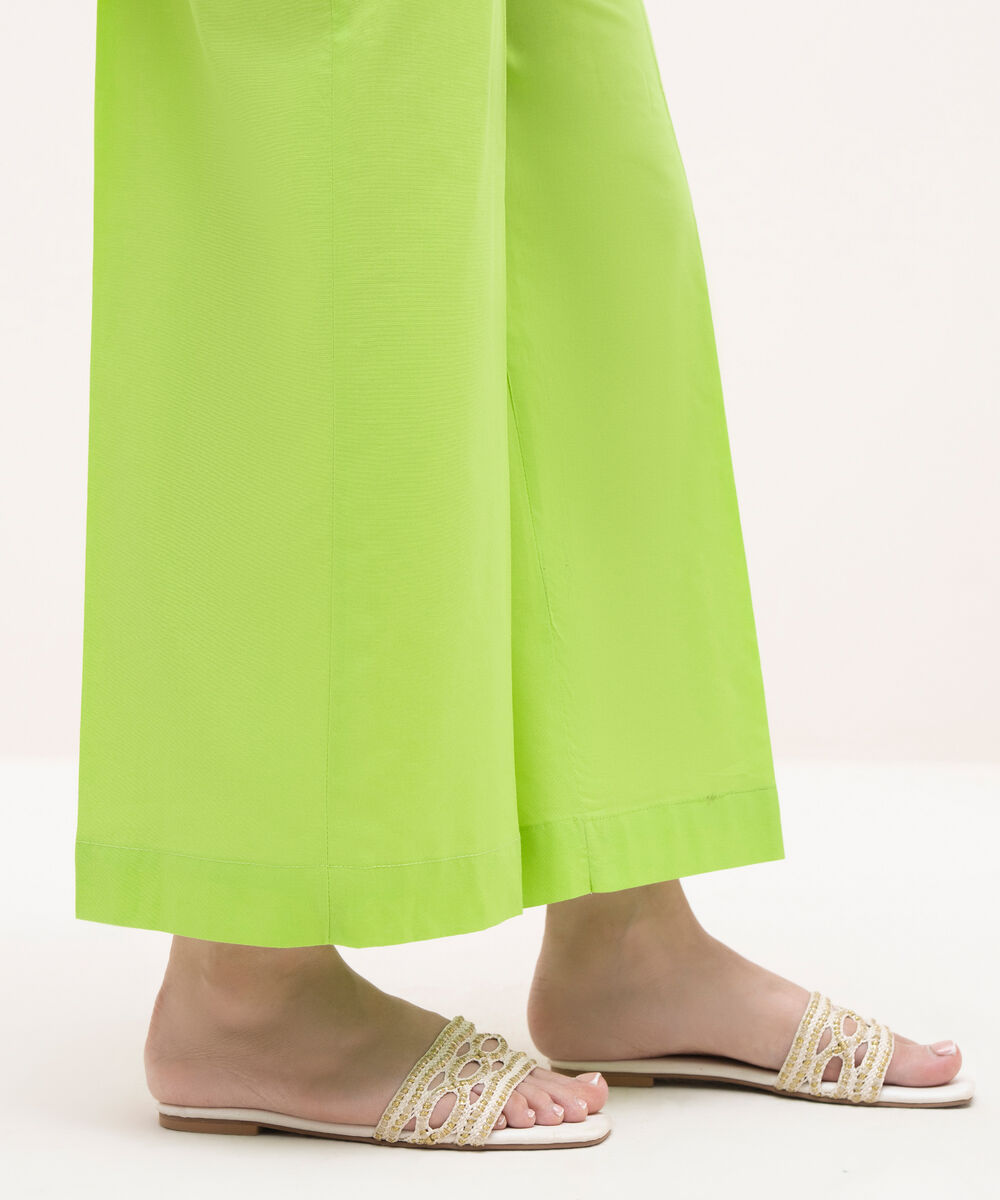 Women's RTW Cambric Green Solid Culottes