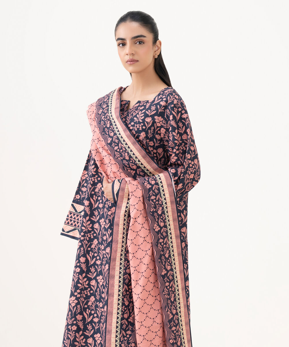 Women's Unstitched Khaddar Printed Multi 2 Piece Suit