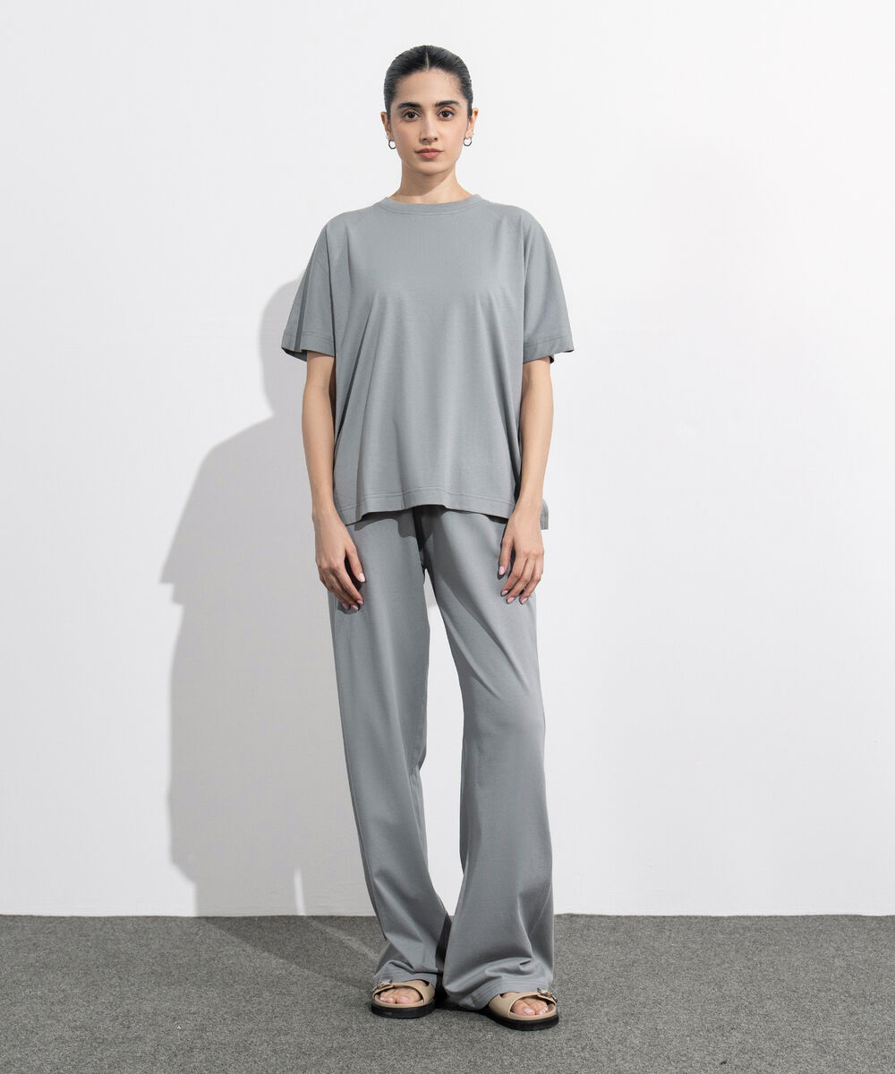 Women's Western Wear Grey Loose Fit Jersey T-Shirt