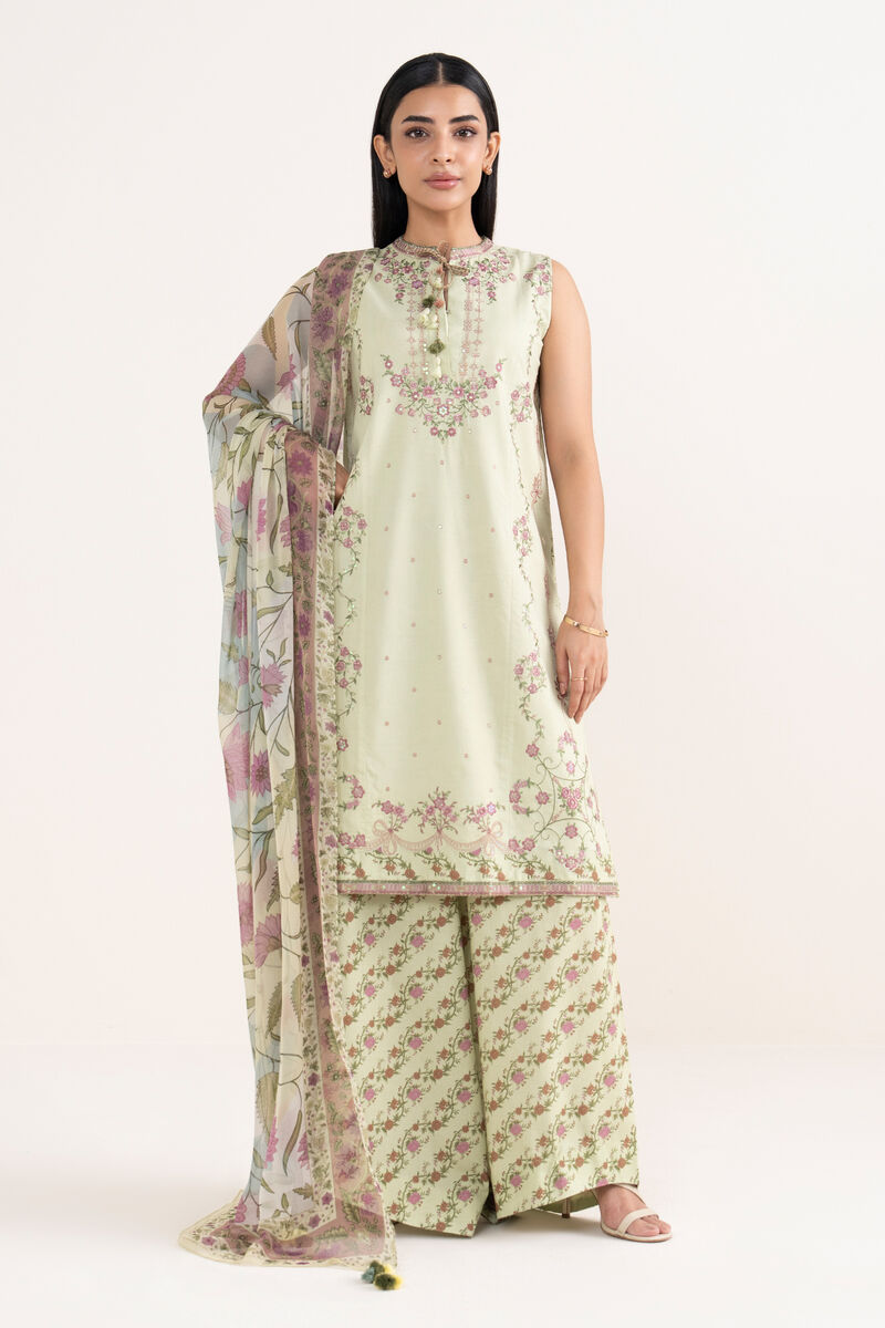 3 Piece -  Embroidered Cotton Viscose Suit
