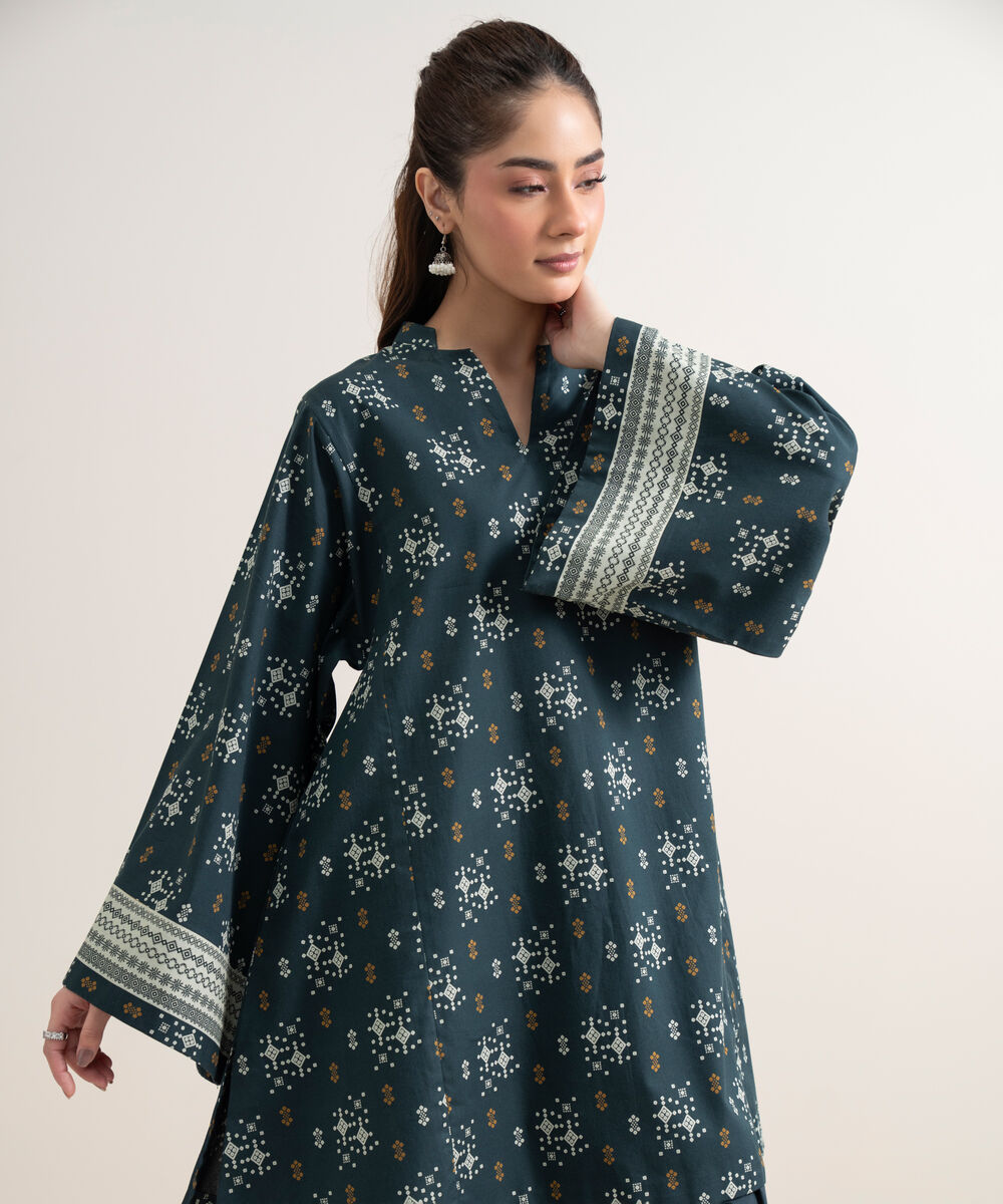 Women's Unstitched Lawn Printed Blue 2 Piece Suit