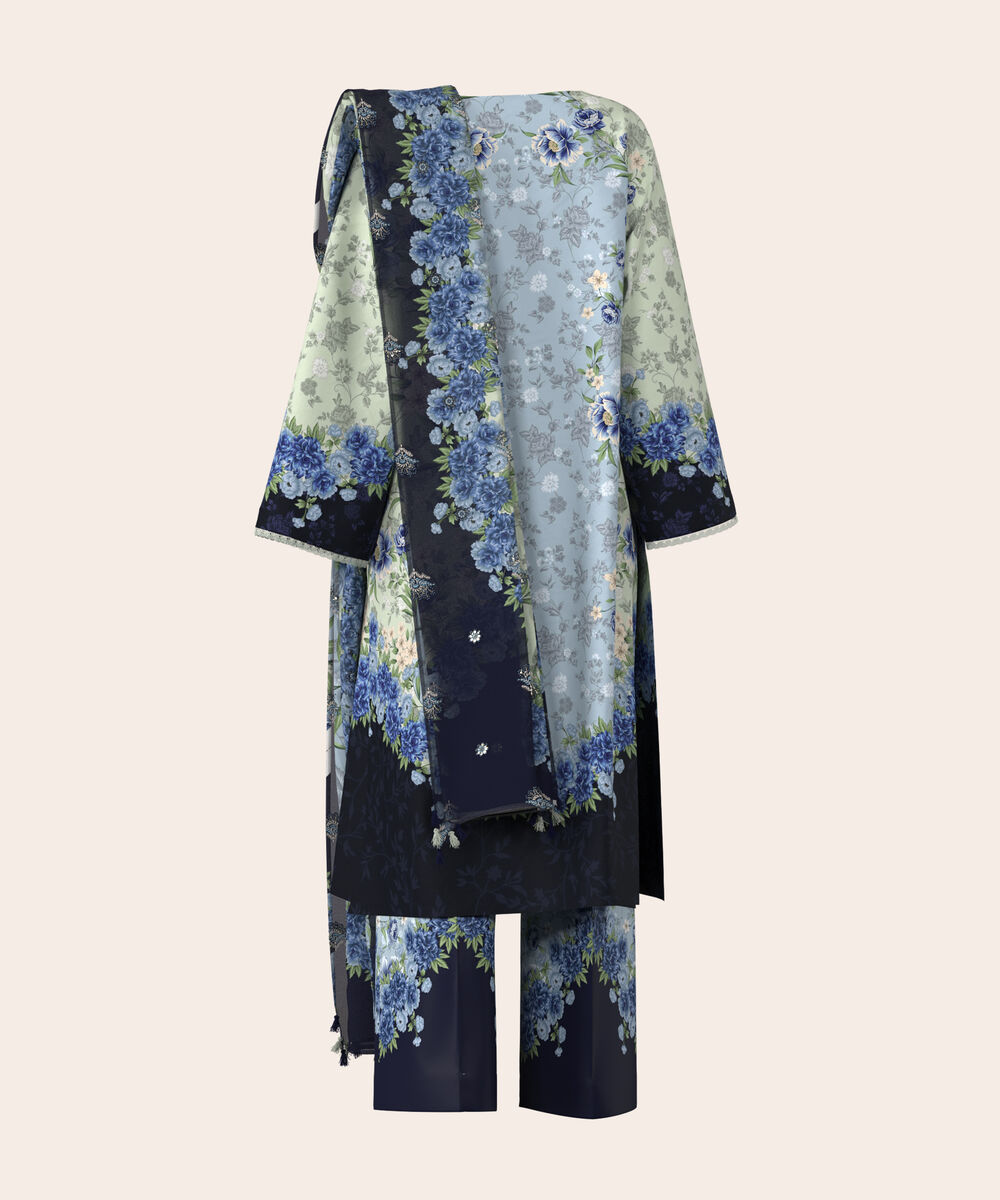 Women's Unstitched Lawn Multi  Embroidered 3 Piece Suit