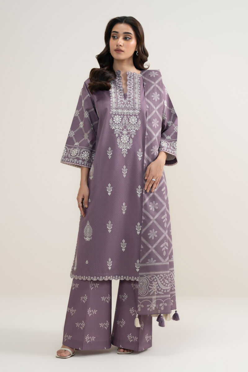 3 Piece - Embroidered Dobby Suit