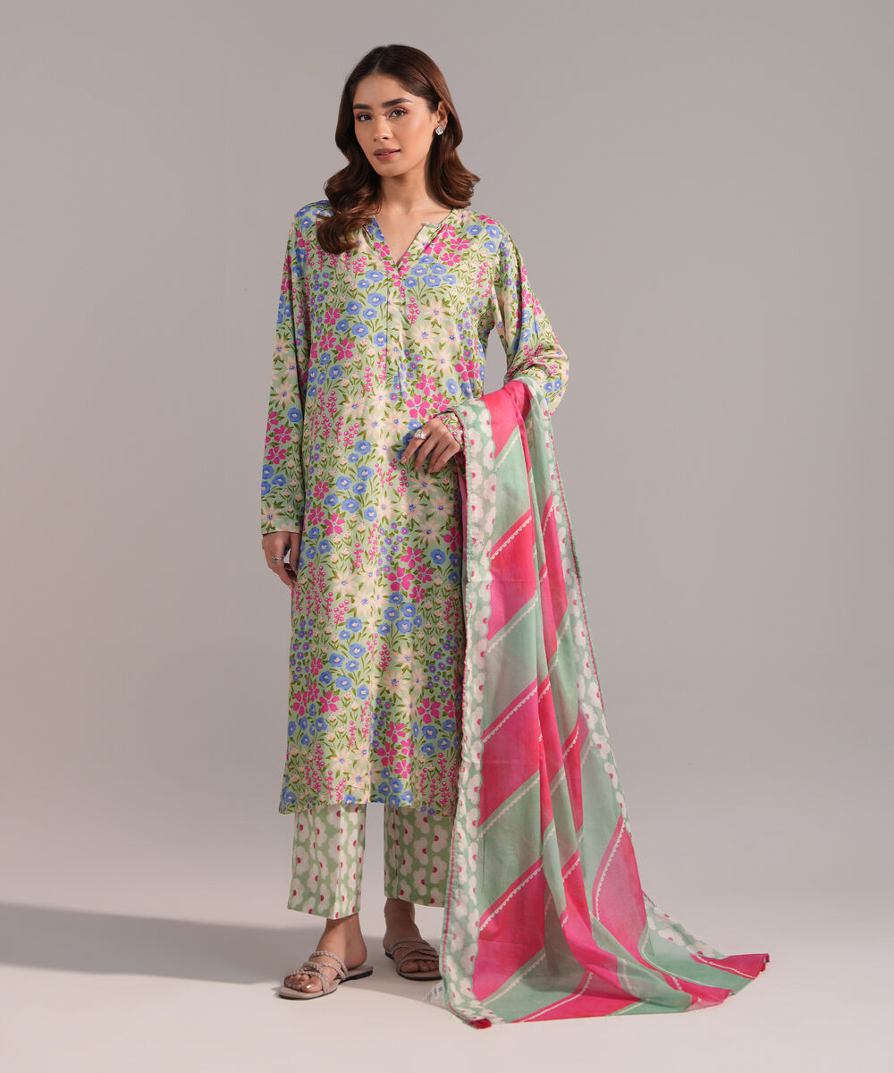 Lawn Printed Green Dupatta