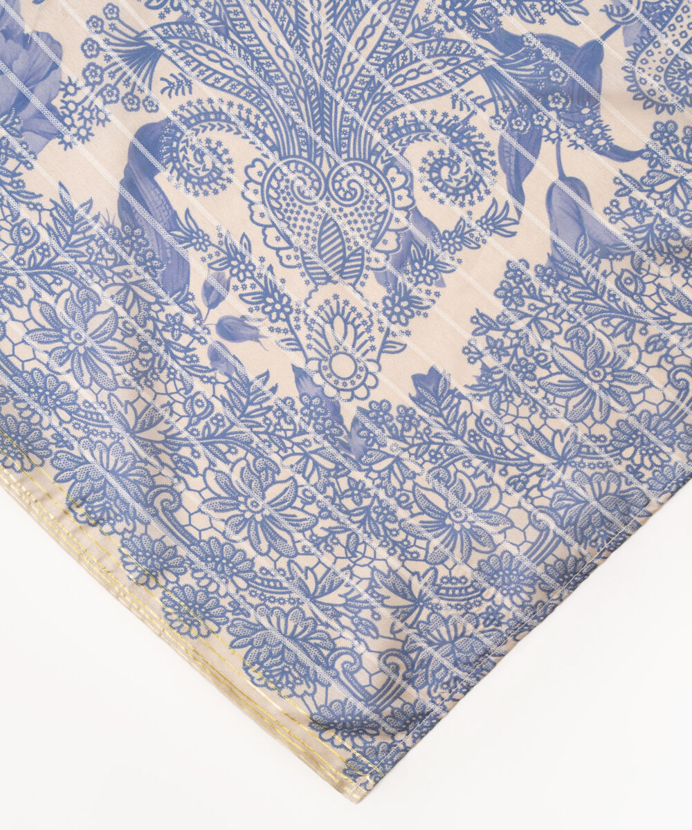 Women's Textured Silk Blue Printed Dupatta