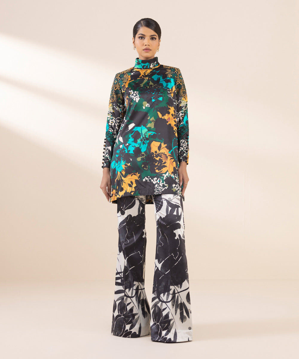 Woman - Multi 2 Piece - Embroidered Satin Suit