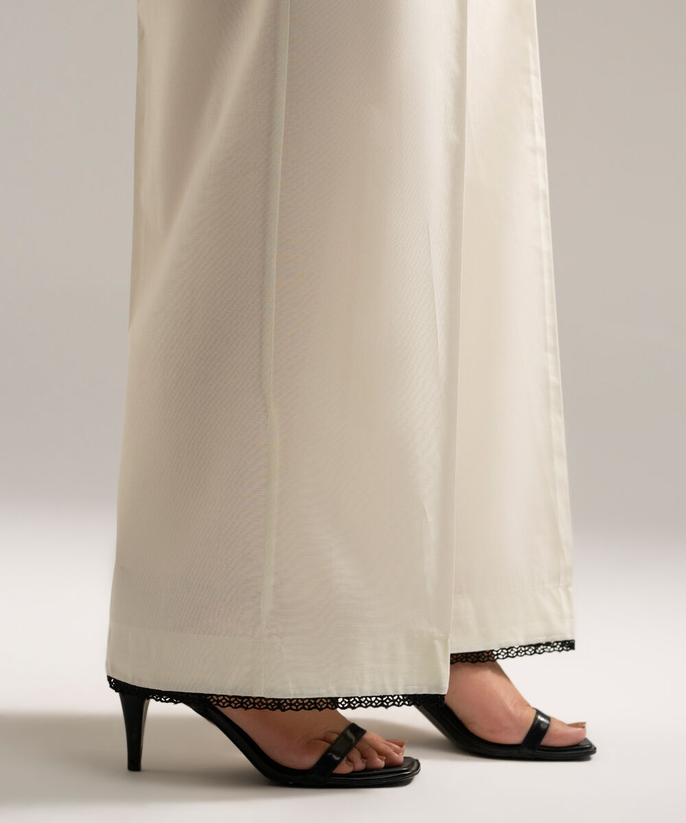 Women's RTW Cambric Solid Off White Culottes