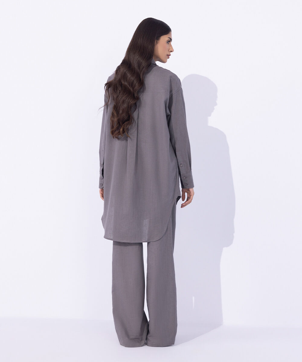 Women's Western Wear Grey Linen Blend Pull On Trousers