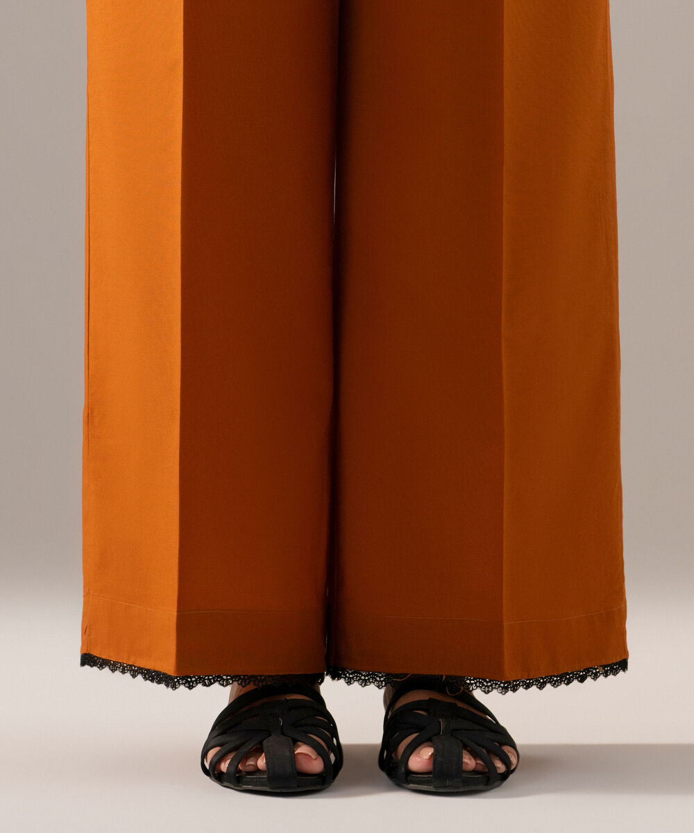 Women's RTW Cambric Solid Mustard Browm Culotte