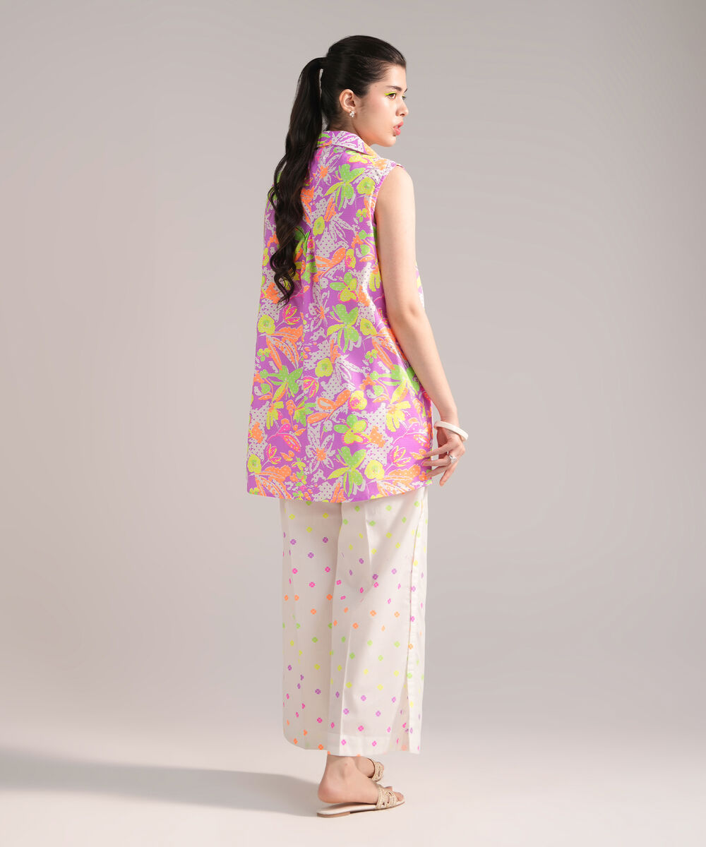 Women's RTW Dobby Printed Purple 2 Piece Suit