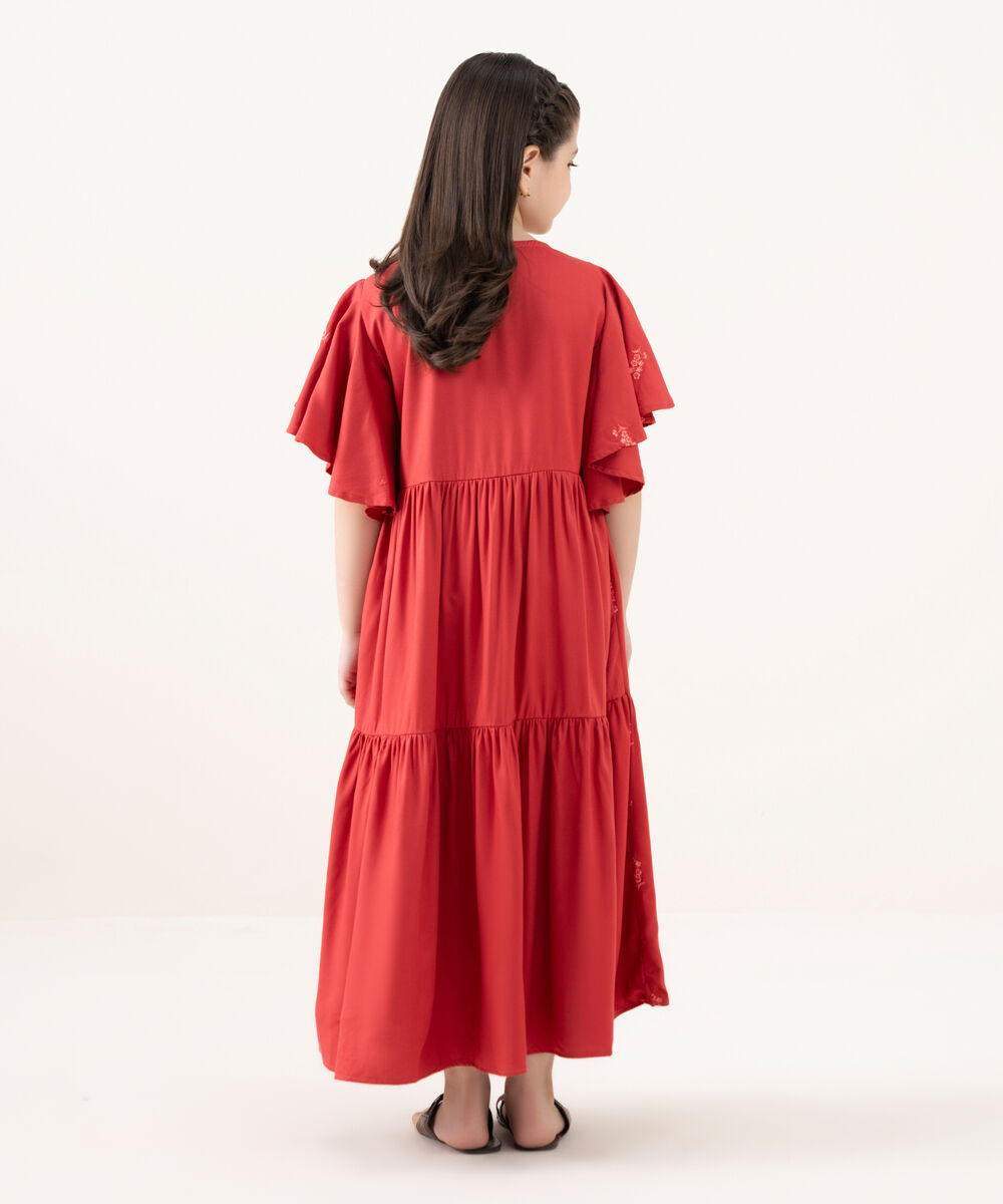 Girls Viscose Marina Pink Dyed Kidswear Dress