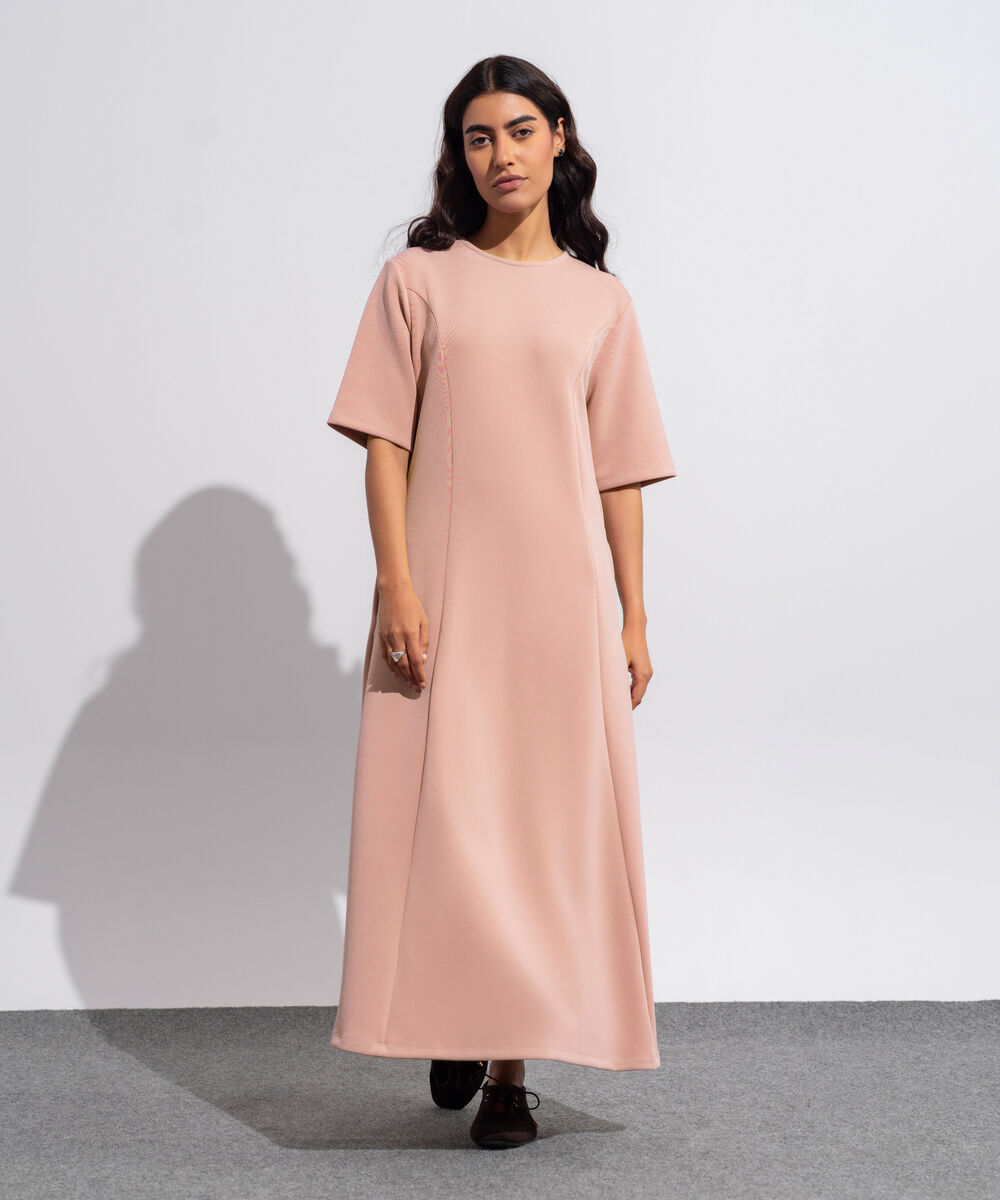Women's Western Wear Pink Soft Lux Flared Maxi Dress