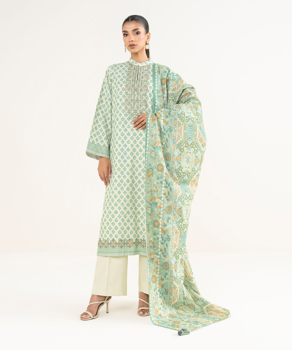 Women's Unstitched Embroidered Multi 2 Piece Suit