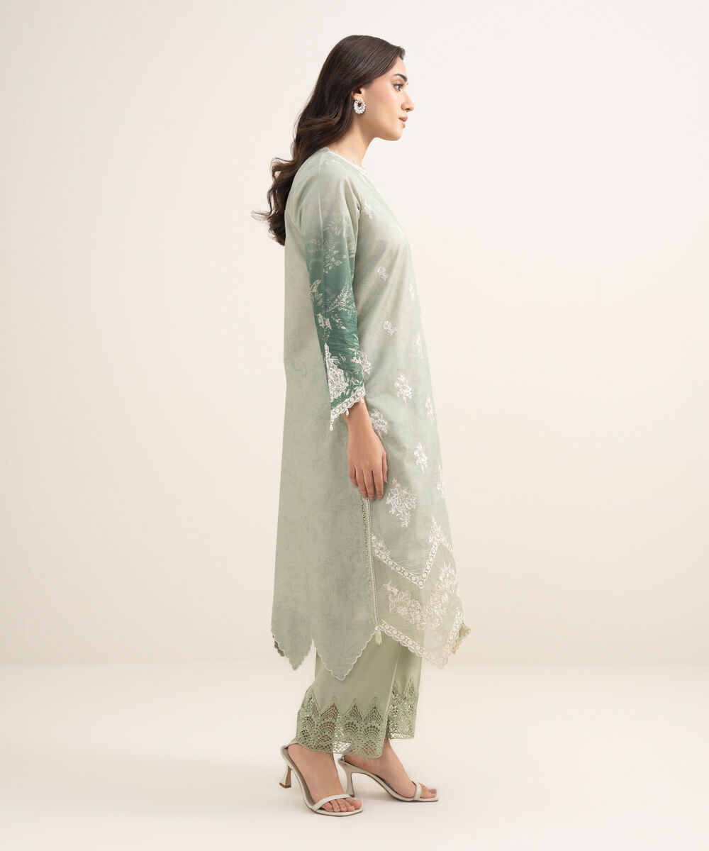 Women's RTW Zari Lawn Embroidered Mint Green 2 Piece Suit