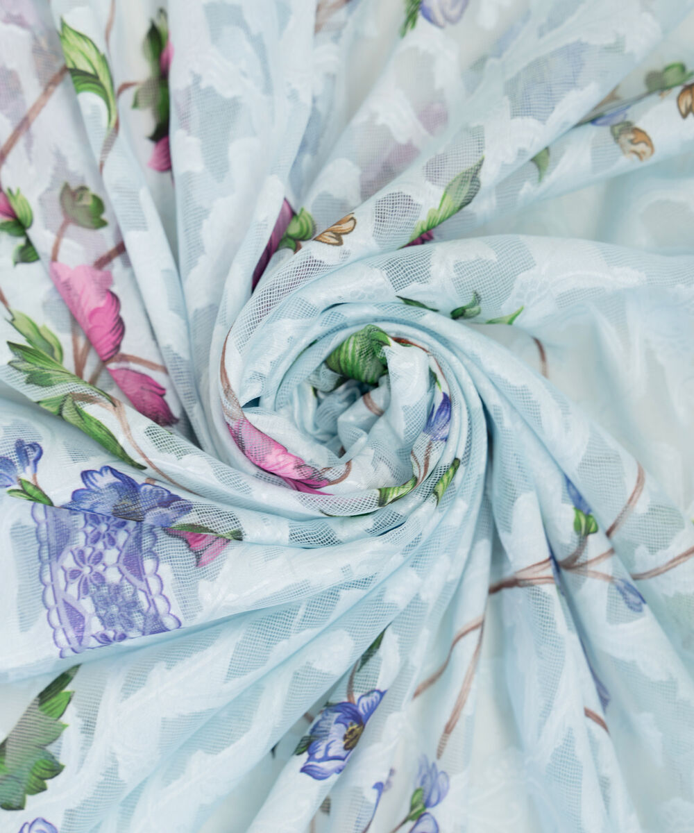 Brochea Jacquard Printed Blue Dupatta