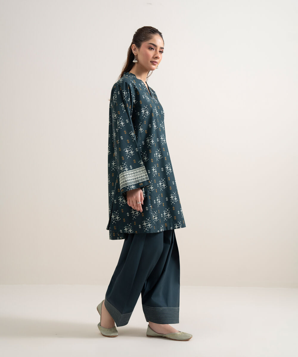 Women's Unstitched Lawn Printed Blue 2 Piece Suit