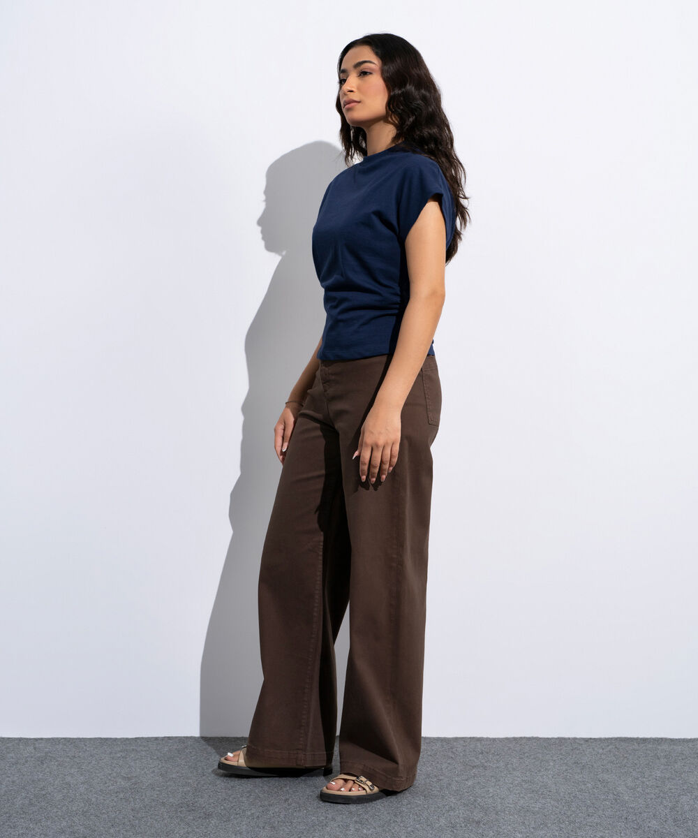 Women's Brown Straight Fit Chino Trousers