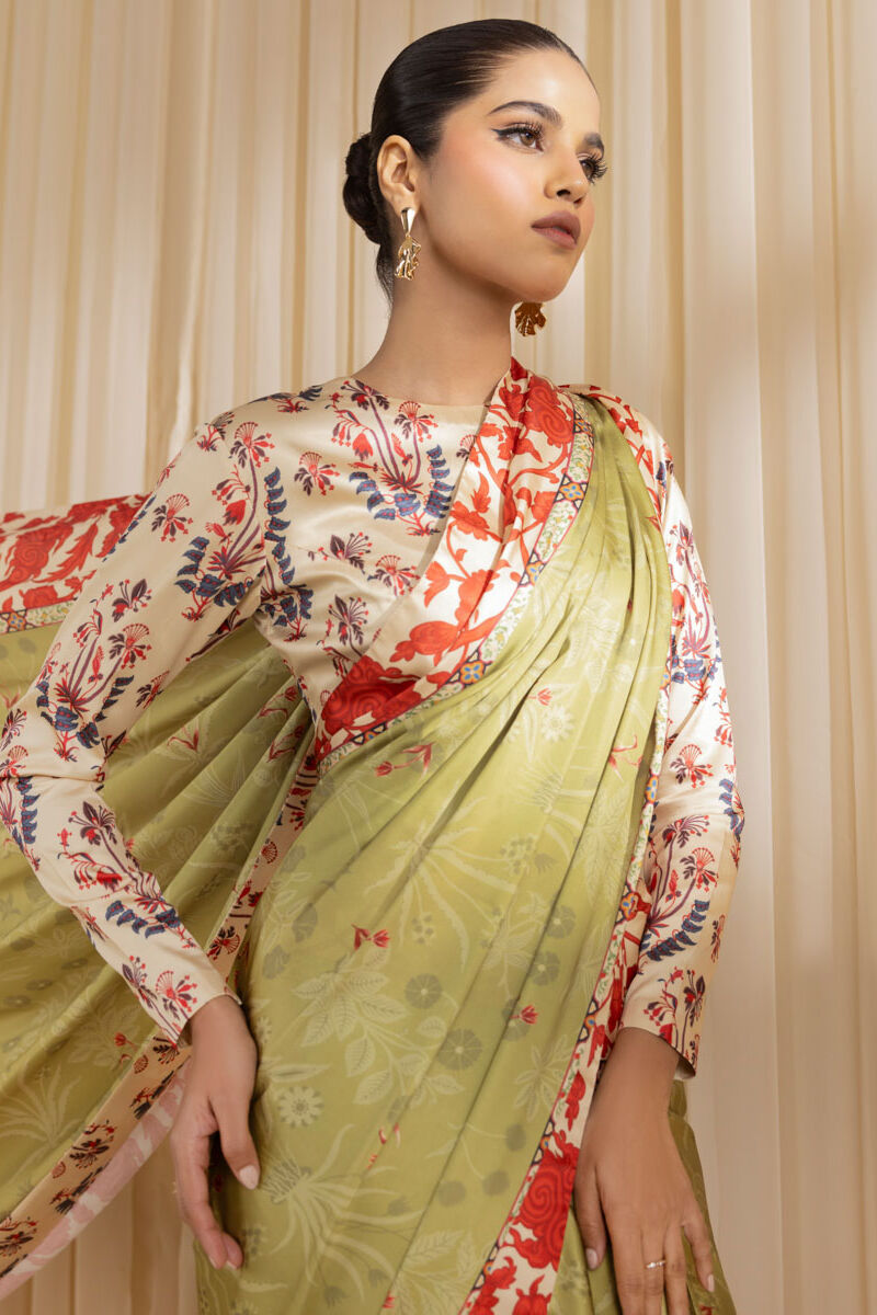 Printed Satin Saree