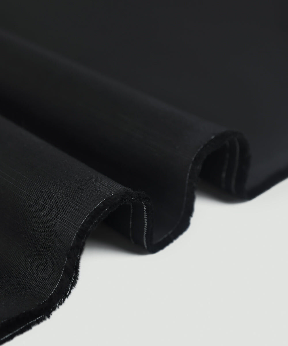 Men's Unstitched Black Embroidered Premium Wash & Wear Full Suit Fabric