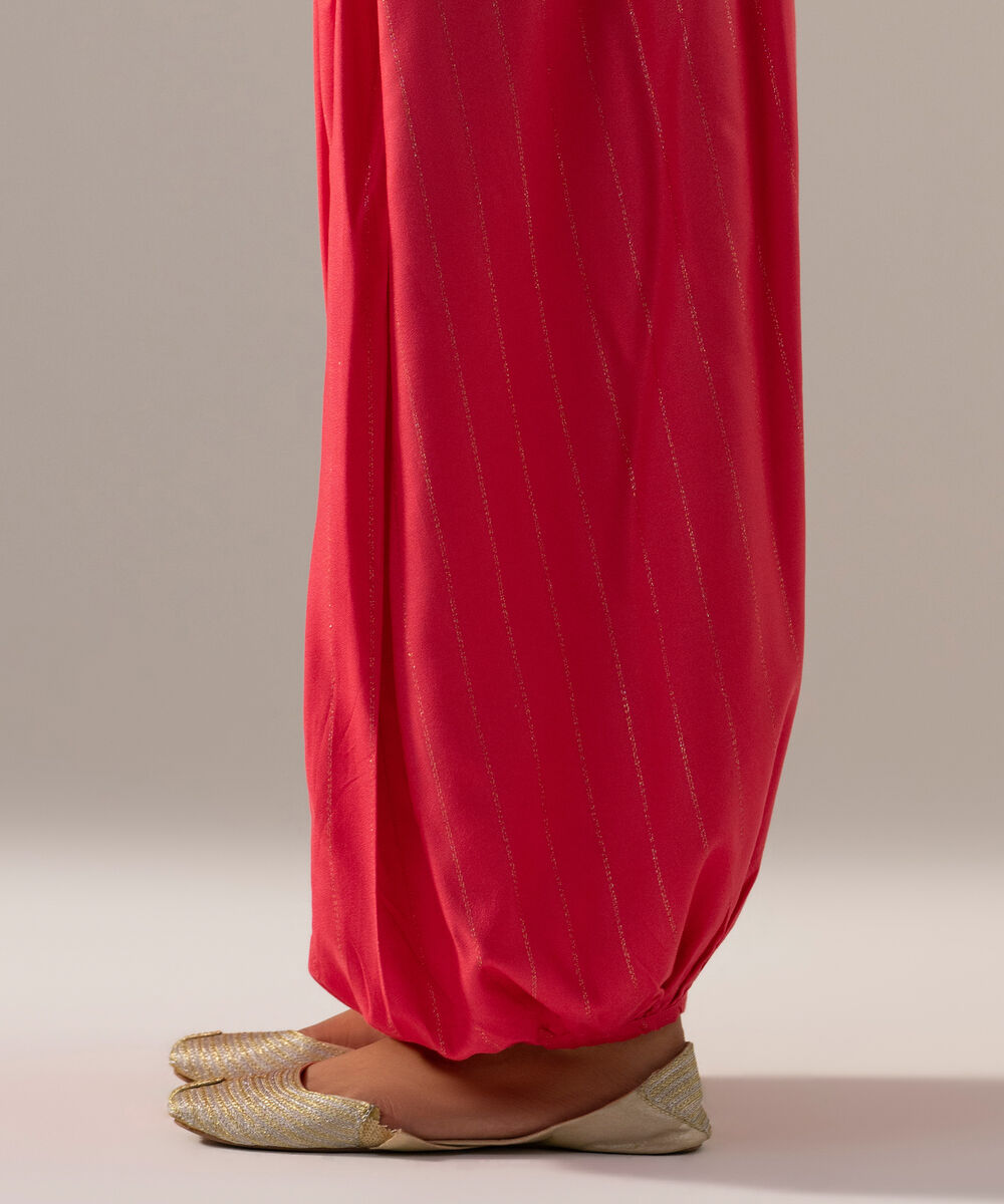 Women's RTW Dobby Crepe Lurix Solid Pink Balloon Pants