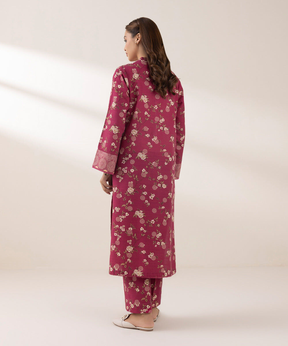 Woman - Pink Printed Khaddar Shirt