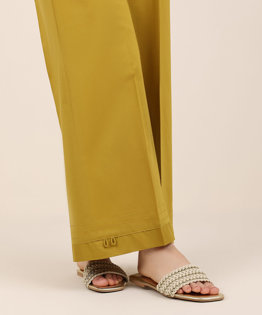 Women's RTW Cambric Yellow Solid Culottes