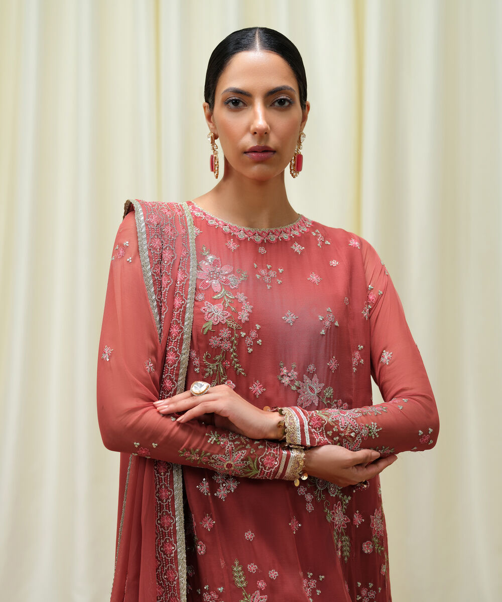 Women's Unstitched Crinkle Chiffon Dyed Three Piece Suit