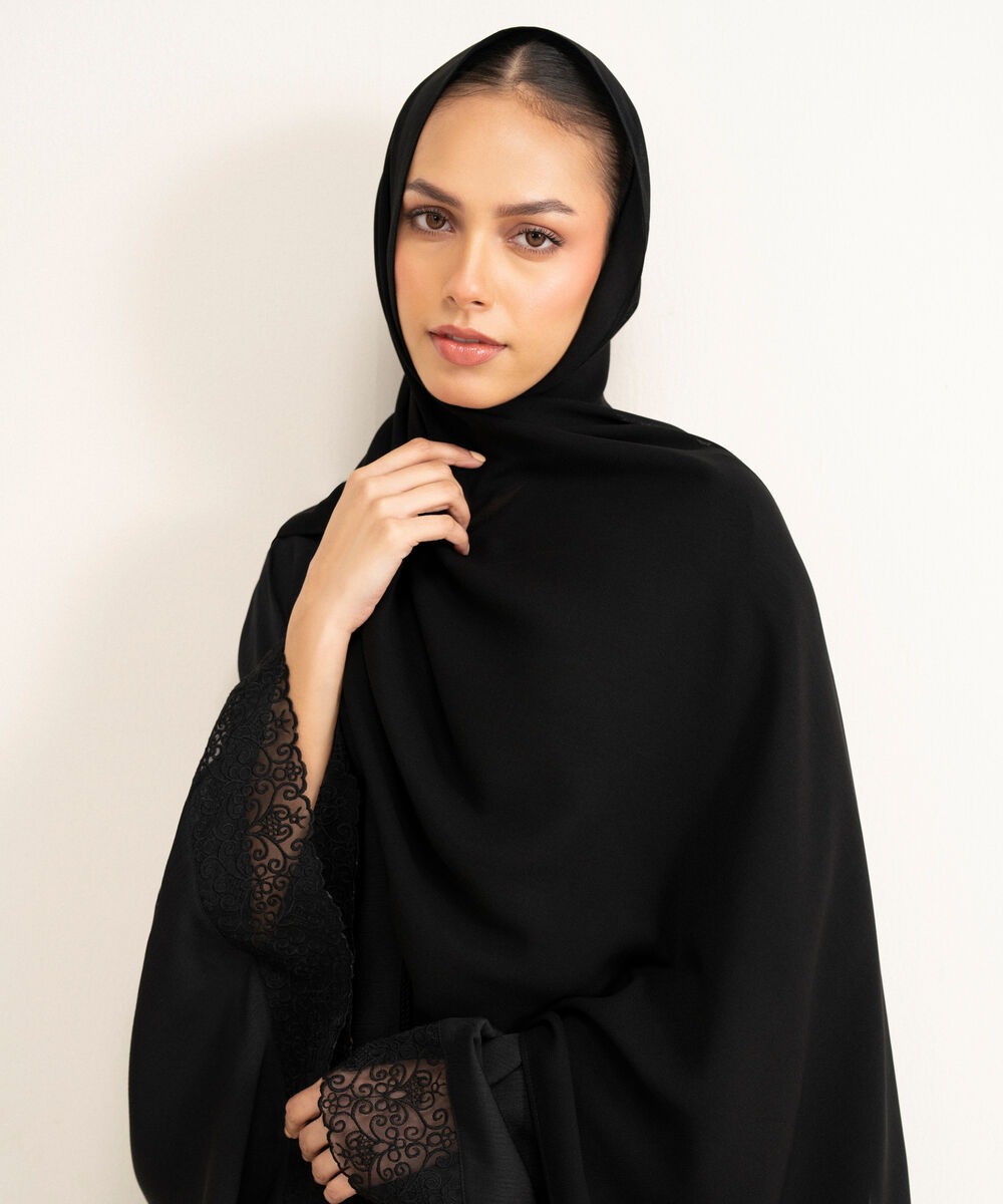 Women's Black Cape Abbaya Set