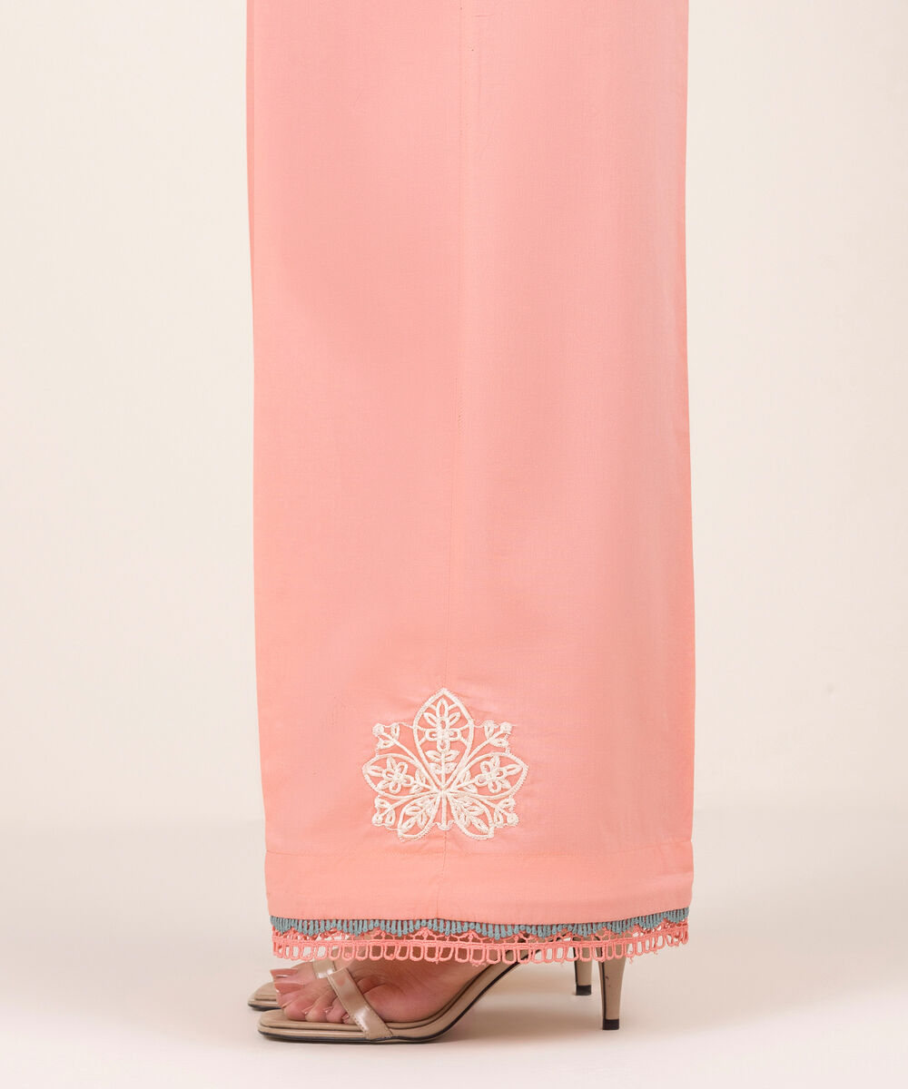 Women's RTW Lawn Embroidered Pink Culottes