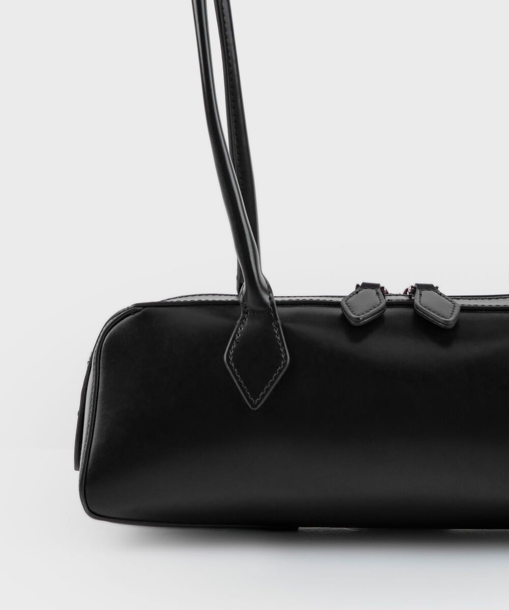 Women's Black Structured Shoulder Bag