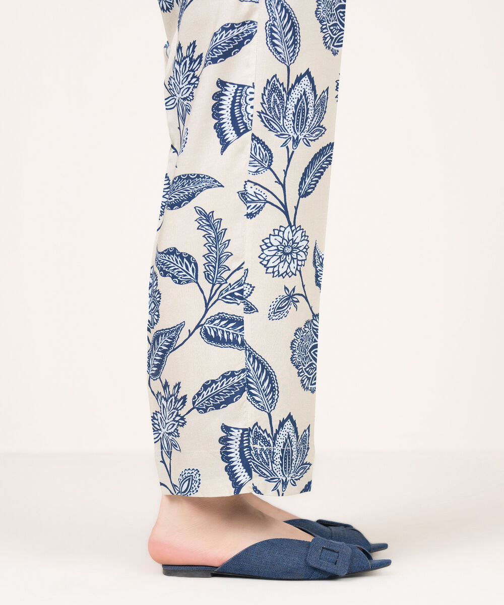 Women's RTW Viscose Linen Printed Grey Culottes