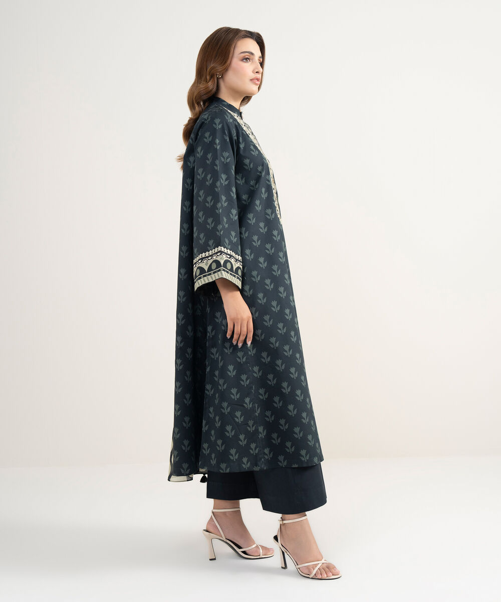 Women's Unstitched Lawn Embroidered Black 3 Piece Suit